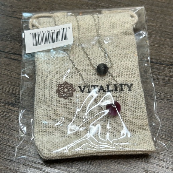 Silver Tone Iron Chain Lava Rock And Pink Tigers Eye Diffuser Necklace - Picture 4 of 4